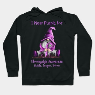 I Wear Purple For Fibromyalgia Awareness Gnome Hoodie